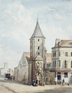 Tour d'Alexandre, restes de l'abbaye Saint Victor by Auguste-Sebastien Benard Oil Painting