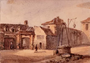 Vue des restes de l'eglise Saint Martin, place de la collegiale, faubourg Saint Marcel by Auguste-Sebastien Benard Oil Painting