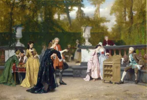 The Charming Opponent by Auguste Serrure - Oil Painting Reproduction