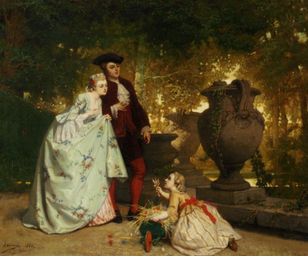 The Little Flower Seller by Auguste Serrure - Hand-Painted Oil Painting Reproduction
