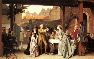 Toasting the Winner by Auguste Serrure - Oil Painting Reproduction