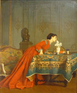 A Fine Scent Oil painting by Auguste Toulmouche