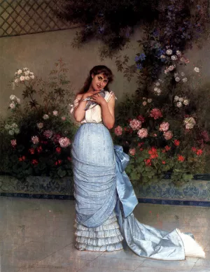 An Elegant Beauty by Auguste Toulmouche Oil Painting