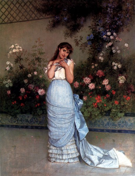 An Elegant Beauty by Auguste Toulmouche - Hand-Painted Oil Painting Reproduction