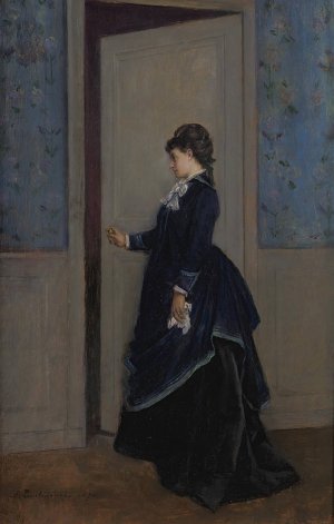 An Elegant Lady by Auguste Toulmouche Oil Painting