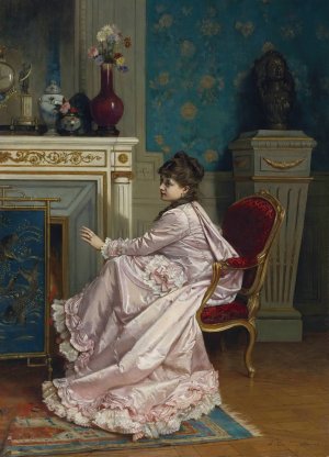Au Coin De Feu by Auguste Toulmouche Oil Painting