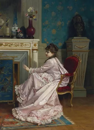 Au Coin De Feu by Auguste Toulmouche Oil Painting
