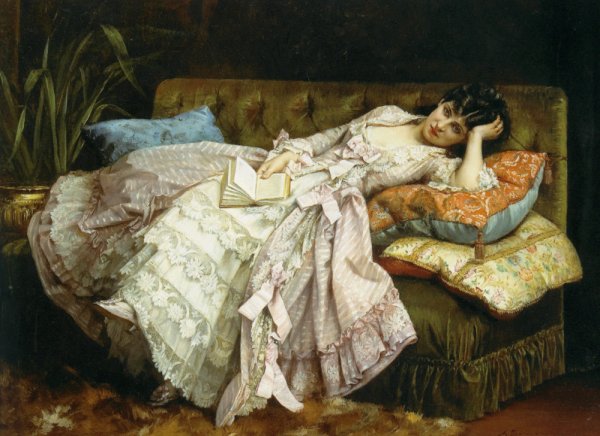 Dolce far Niente by Auguste Toulmouche - Hand-Painted Oil Painting Reproduction
