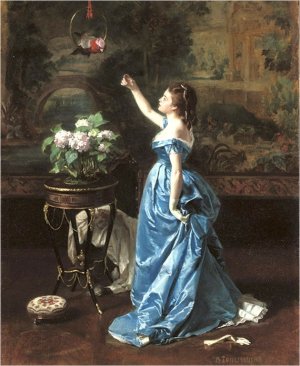 Exotic Companion by Auguste Toulmouche Oil Painting
