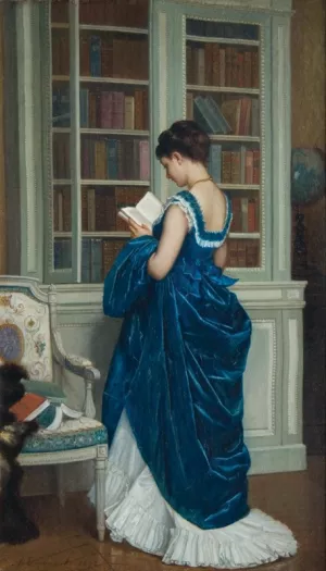 In the Library by Auguste Toulmouche - Oil Painting Reproduction