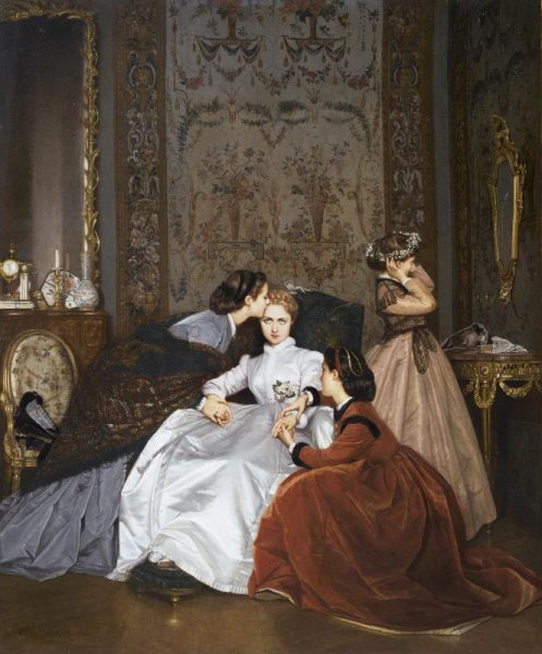 Main Product Photo of La Fiancee Hesitante Painting by Auguste Toulmouche