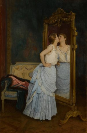 Le miroir by Auguste Toulmouche Oil Painting