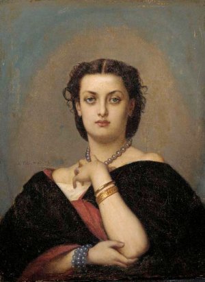 Portrait of a Woman by Auguste Toulmouche Oil Painting