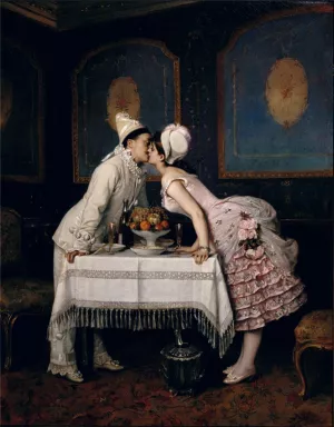 The Kiss by Auguste Toulmouche Oil Painting