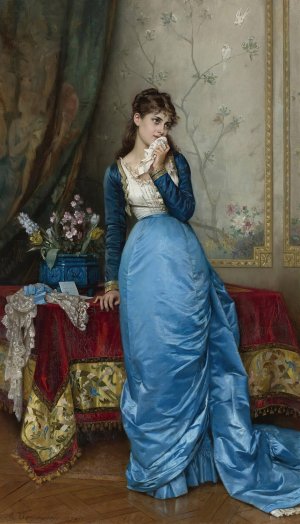 The Letter Oil painting by Auguste Toulmouche
