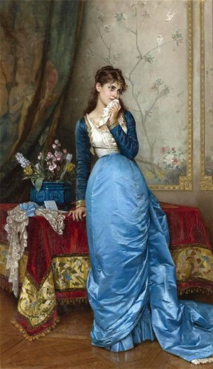 The Letter Oil painting by Auguste Toulmouche