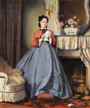 The Love Letter by Auguste Toulmouche Oil Painting