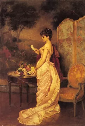 The Love Letter by Auguste Toulmouche - Oil Painting Reproduction