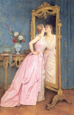Vanity Oil painting by Auguste Toulmouche