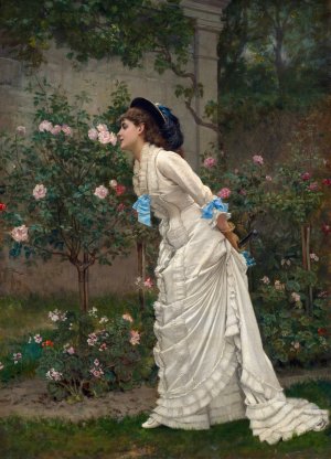 Woman And Roses Oil painting by Auguste Toulmouche
