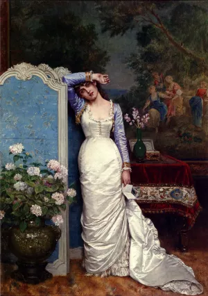 Young Woman in an Interior by Auguste Toulmouche Oil Painting