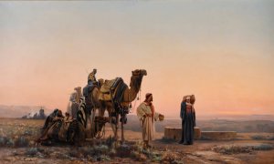 Halt in the desert by Auguste Veillon Oil Painting