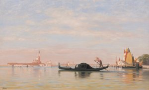 Vue Sur Venise View Of Venice by Auguste Veillon Oil Painting