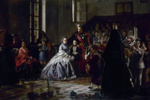L'Empereur, l'Imperatrice et le prince imperial visitant une salle d'asile a Fontainebleau by Auguste Victor Pluyette Oil Painting