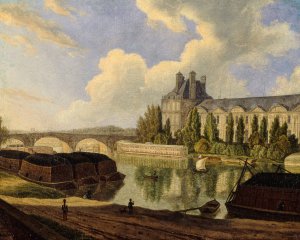 Le pont Royal et le Pavillon de Flore, vus du quai Voltaire by Auguste Wynantz Oil Painting