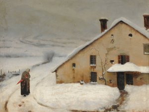 Paysage. Effet de neige by Augustin Chenu Oil Painting