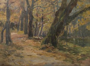 In The Park by Augustin Satra Oil Painting