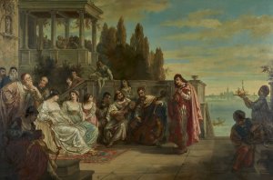 The Venetian Festival by Augusto Wolf Oil Painting