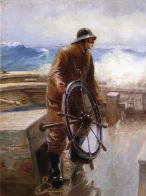 Fisherman at the Wheel by Augustus Buhler Oil Painting