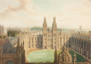 All Soul's College from the Radcliffe Library by Augustus Charles Pugin Oil Painting