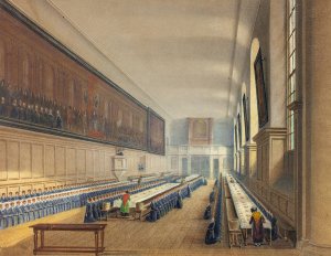 Hall of Christ's Hospital by Augustus Charles Pugin Oil Painting