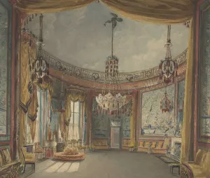 The Saloon, Brighton Pavilion Oil painting by Augustus Charles Pugin