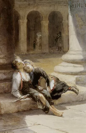 Tired Minstrels by Augustus Edwin Mulready - Oil Painting Reproduction