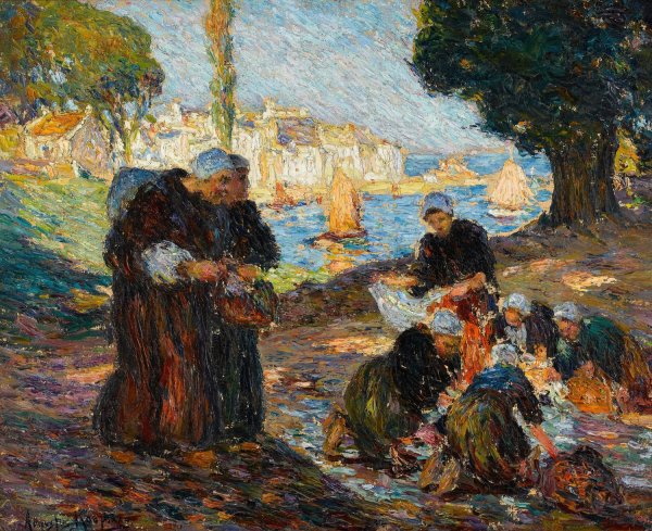 Coastal Scene by Augustus Koopman - Hand-Painted Oil Painting Reproduction