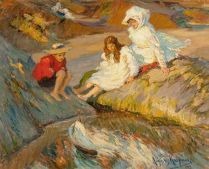 Le petit bateau a la voile by Augustus Koopman Oil Painting