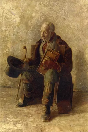 Street Musician Oil painting by Augustus Maurice Friedlander