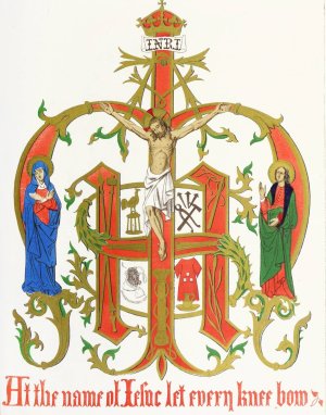 A Monogram of the Holy Name, with our Lord, St. Mary, and St. John by Augustus Pugin Oil Painting