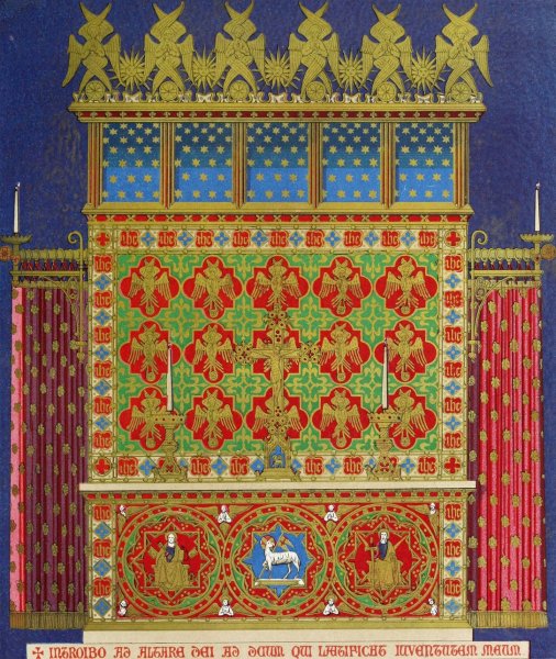 Main Product Photo of Altar and Dossell, with Curtains  Painting by Augustus Pugin