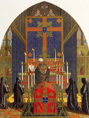 An Altar hung for a Funeral Mass by Augustus Pugin Oil Painting
