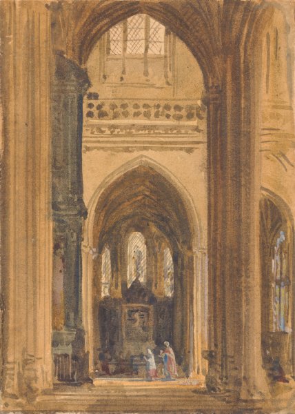 Interior of a Gothic Church by Augustus Pugin - Hand-Painted Oil Painting Reproduction