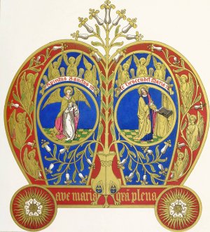 Monogram of our Blessed Lady's Name, with the Annunciation by Augustus Pugin Oil Painting