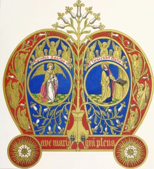 Monogram of our Blessed Lady's Name, with the Annunciation by Augustus Pugin Oil Painting