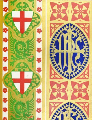 Orphreys of Copes; 1. St. George, Shield and Dragon ; 2. The Five Crosses with the Holy Name in the First by Augustus Pugin Oil Painting