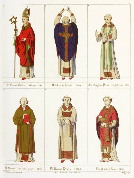 Roman, English, and German Ecclesiastics  by Augustus Pugin - Hand-Painted Oil Painting Reproduction