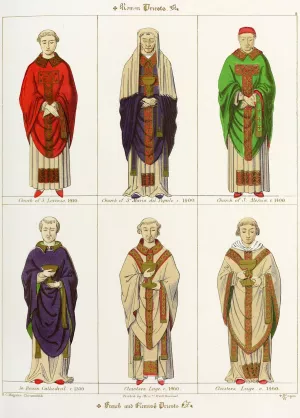 Roman, French, and Flemish Priests by Augustus Pugin Oil Painting