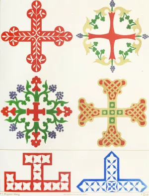 Six floriated Crosses by Augustus Pugin Oil Painting